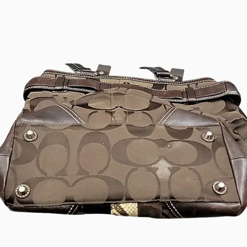 Coach Hampton Signature Logo Python Brown Tote Shoulder bag - Picture 10 of 11